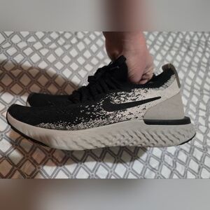 Nike EPIC REACT Fly Knit Black and Cream Running Shoes